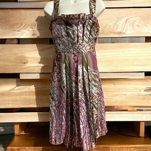 Kitty Sexy Yet Classy Square Neck Sleeveless Pleated Tie Back Satiny Midi Dress